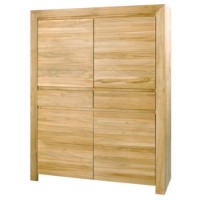 Alpes Developpement Cosmos Sandblasted Solid Teak 4 Door 2 Drawer Storage Cabinet