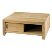 Alpes Developpement Cosmos Sandblasted Solid Teak Square Storage Coffee Table