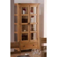 World Furniture Provence Glazed 2 Door 1 Drawer Display Cabinet in Oak