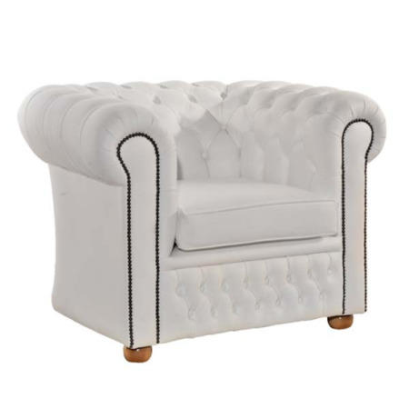 Icon Designs St Ives Windsor Leather Armchair in White