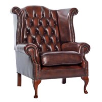 Icon Designs St Ives Scroll Wing Leather Armchair in Antique Rust Brown