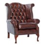 Icon Designs St Ives Scroll Wing Leather Armchair in Antique Rust Brown