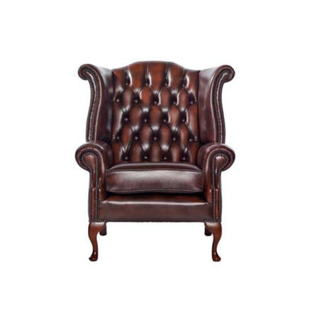 Icon Designs St Ives Scroll Wing Leather Armchair in Antique Rust Brown