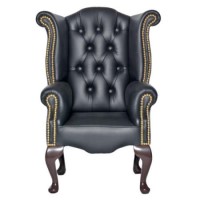 Icon Designs St Ives Kids Scroll Wing Leather Armchair in Black
