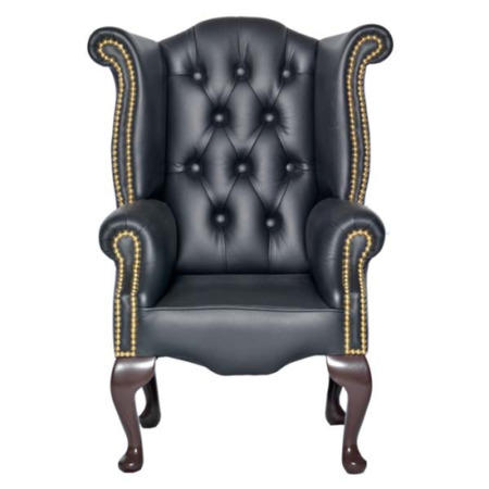 Icon Designs St Ives Kids Scroll Wing Leather Armchair in Black
