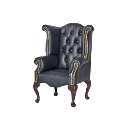Icon Designs St Ives Kids Scroll Wing Leather Armchair in Black