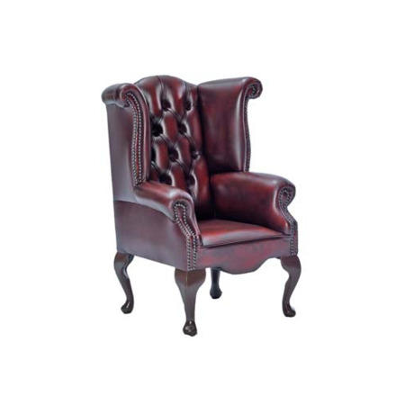 Icon Designs St Ives Kids Scroll Wing Leather Armchair in Red