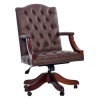 Icon Designs St Ives Gainsborough Leather Swivel Study Chair in Mocha