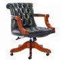 Icon Designs St Ives Admiral Leather Swivel Study Chair in Green
