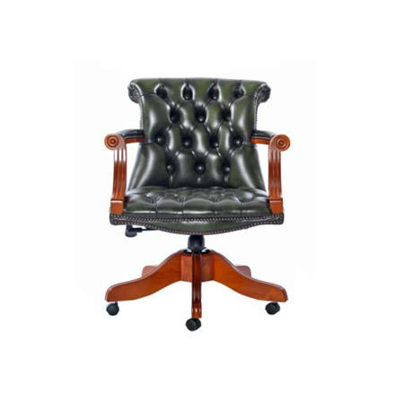Icon Designs St Ives Admiral Leather Swivel Study Chair in Green