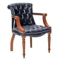 Icon Designs St Ives Admiral Leather Study Chair in Blue