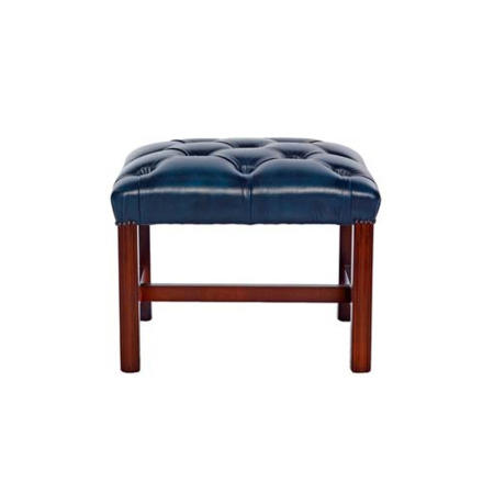 Icon Designs St Ives Reproduction Leather Footstool in Antique Blue