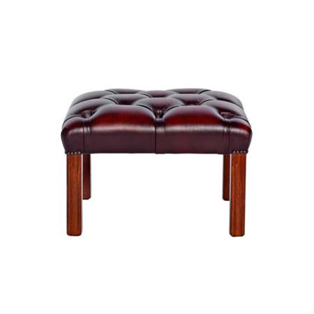 St Ives Georgian Red Real Leather Footstool