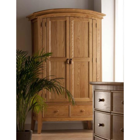 World Furniture Calgary Solid Oak 2 Door 2 Drawer Wardrobe