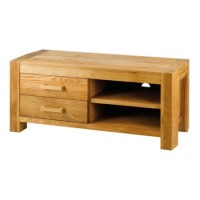 Alpes Developpement Acadie Solid Oak 2 Drawer 2 Niche TV Cabinet 