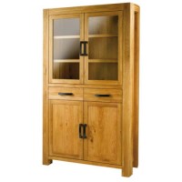 Alpes Developpement Acadie Solid Oak 4 Door 2 Drawer Glazed Display Unit