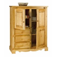 Alpes Developpement Farmer Solid Pine 2 Door 3 Drawer Tall Sideboard