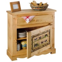Farmer Solid Pine 1 Door 1 Drawer Cow Cupboard - 
