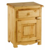 Alpes Developpement Farmer Solid Pine 1 Door 1 Drawer Bedside Table