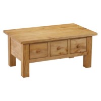 Paise Solid Pine 3 Drawer Coffee Table - 