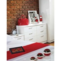 Welcome Furniture Emmeline High Gloss 3+3 Drawer Chest in White
