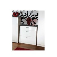 Welcome Furniture Emmeline High Gloss 3 Drawer Chest in White and Black