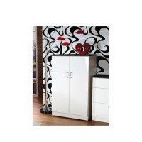 Welcome Furniture Emmeline High Gloss Low 2 Door Wardrobe in White and Black
