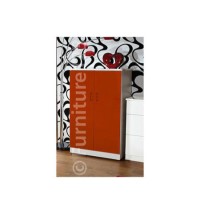 Emmeline High Gloss Low 2 Door Wardrobe in Tangerine and White