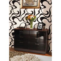 Welcome Furniture Emmeline High Gloss 33 Drawer Chest in Black and Ebony