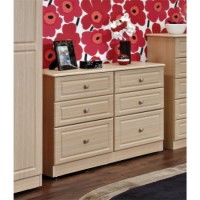 Welcome Furniture Amelie 3+3 Drawer Wide Chest in Light Oak