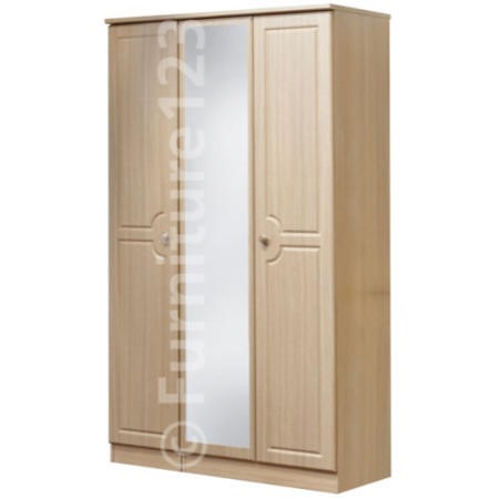 Welcome Furniture Amelie 3 Door Mirrored Wardrobe In Light Oak