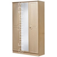 Welcome Furniture Amelie 3 Door Mirrored Wardrobe in Light Oak