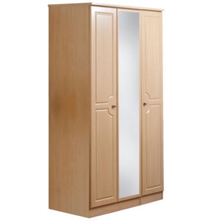 Welcome Furniture Amelie 3 Door Mirrored Wardrobe In Beech