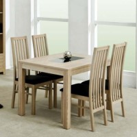 Zone Safara Solid Wood Rectangular 4 Seater Dining Set with Slat Back Chairs