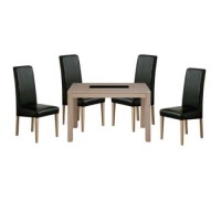 Zone Safara Solid Wood Rectangular 4 Seater Dining Set with Upholstered Chairs