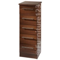 Welcome Furniture Loxley 5 Drawer Narrow Chest in Walnut