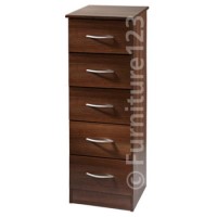 Welcome Furniture Stratford 5 Drawer Narrow Chest in Walnut