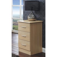 Welcome Furniture Stratford 3 Drawer Bedside Table in Light Oak