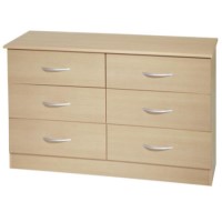 Welcome Furniture Stratford 3+3 Drawer Wide Chest in Light Oak