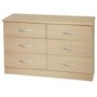 Welcome Furniture Stratford 3+3 Drawer Wide Chest in Light Oak