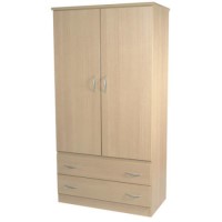 Welcome Furniture Stratford 2 Door 2 Drawer Wide Wardrobe in Light Oak