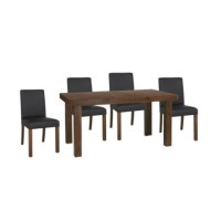 Bentley Designs Akita Walnut Extending Dining Set with 4 Brown Square Back Chairs