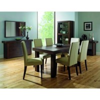 Bentley Designs Akita Walnut Extending Dining Set with 6 Ivory Chairs