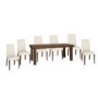 Bentley Designs Akita Walnut Extending Dining Set with 6 Ivory Chairs