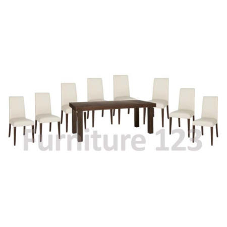 Bentley Designs Akita Walnut Extending Dining Set with 8 Ivory Chairs