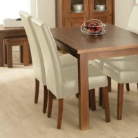 Calza Oak Upholstered Dining Chair in Cream - 