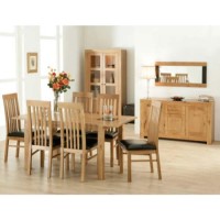 Acre Oak 10 Piece Dining Room Furniture Set with Slat Back Chairs - 