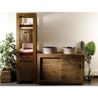 Cosmo Grey Tinted Solid Teak Bathroom Set - 