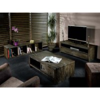 Alpes Developpement Cosmos Grey Tinted Solid Teak Living Room Set