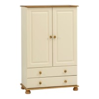 GRADE A1 - Steens Richmond Cream 2 Door 2 Drawer Combi Wardrobe in Cream and Pine